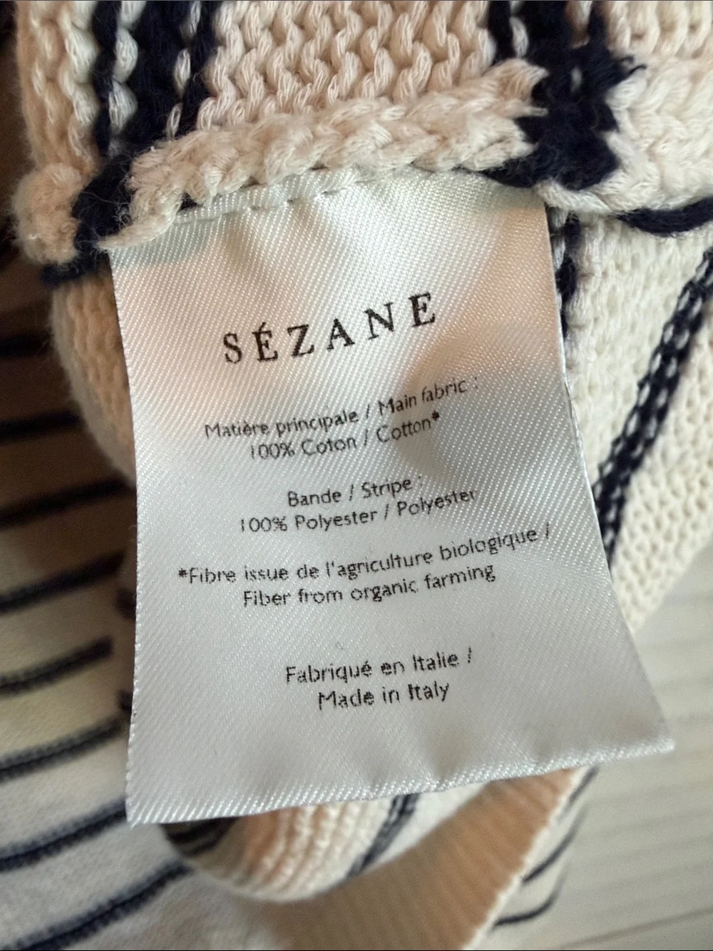 Sezane Leontine Jumper Large Cream Black Striped Sweater Sézane